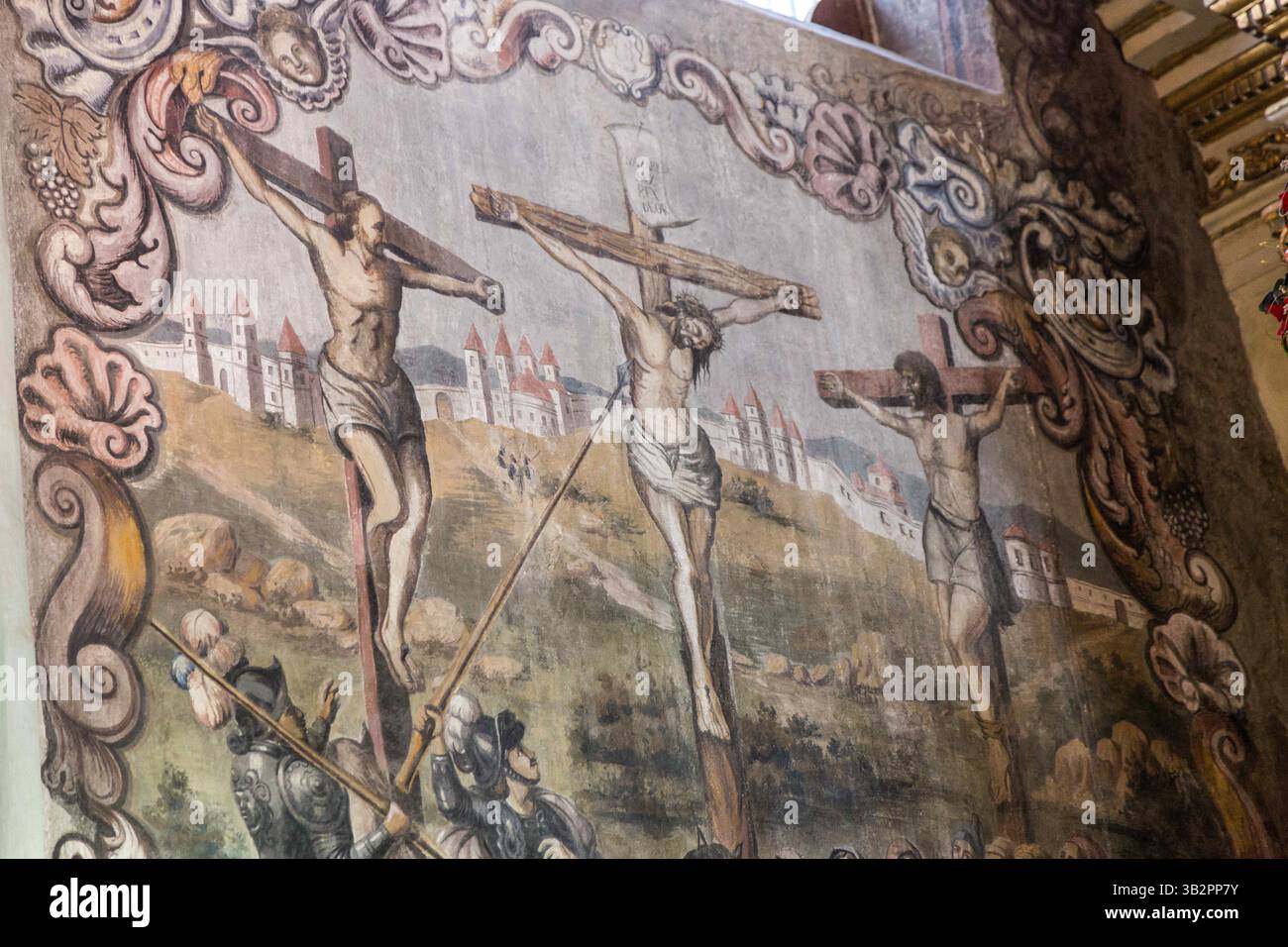 3 gennaio 2016 - Atotonilco, Guanajuato, Messico - murales barocchi folcloristici messicani dipinti sul soffitto e sulle pareti del Santuario di Atotonilco, importante santuario cattolico di Atotonilco, Messico. I dipinti sono stati realizzati da Antonio Martinez de Pocasangre e Jose Maria Barajas per un periodo di trent'anni ed è conosciuta come la Cappella Sistina del Messico. (Immagine di credito: © Richard Ellis via ZUMA Wire) Foto Stock