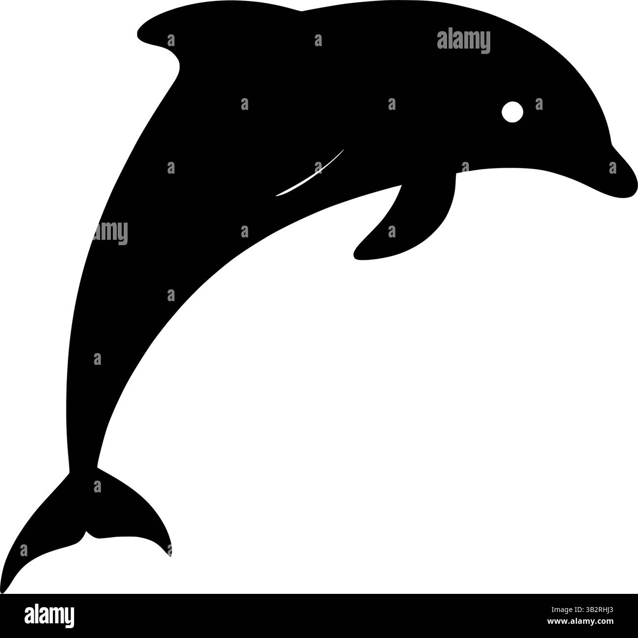 Immagine vettoriale della silhouette dei delfini, vista mare oceano, fauna marina, animali e mammiferi Illustrazione Vettoriale
