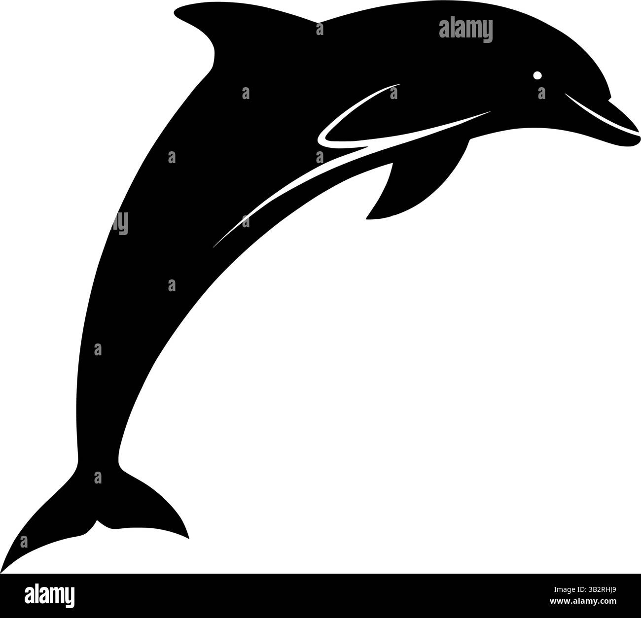 Immagine grafica vettoriale della silhouette dei delfini illustrazione della vita marina animale isolata Illustrazione Vettoriale