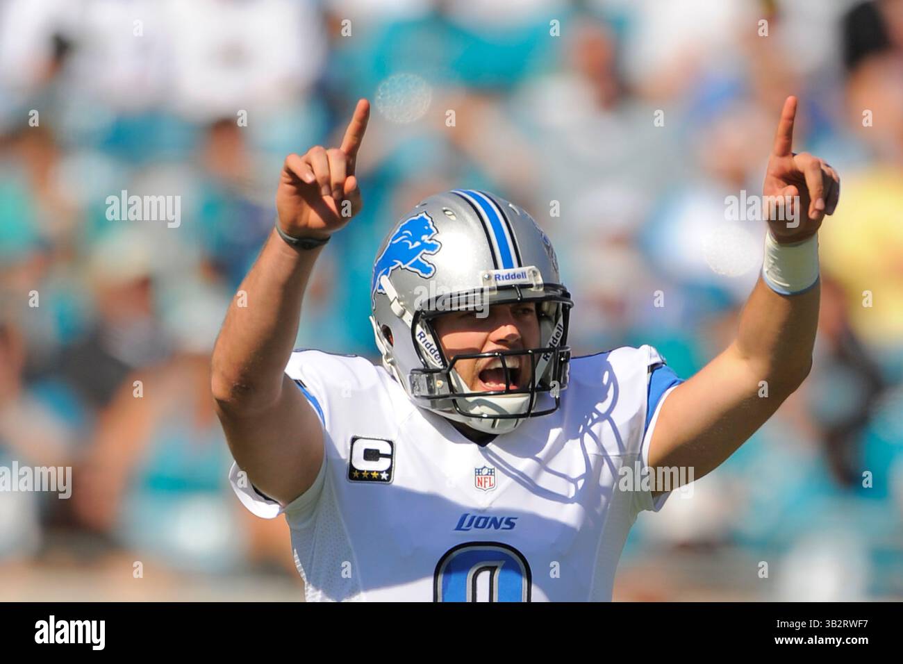 Nov. 4, 2012 - Jacksonville, FL, Stati Uniti d'America - Detroit Lions quarterback Matthew Stafford (9) durante il suo team di 31-14 win su Jacksonville Jaguars al campo EverBank il 4 novembre 2012 a Jacksonville, in Florida. ..ZUMA Press/Scott A. Miller. (Credito Immagine: © Scott A. Miller via ZUMA filo) Foto Stock