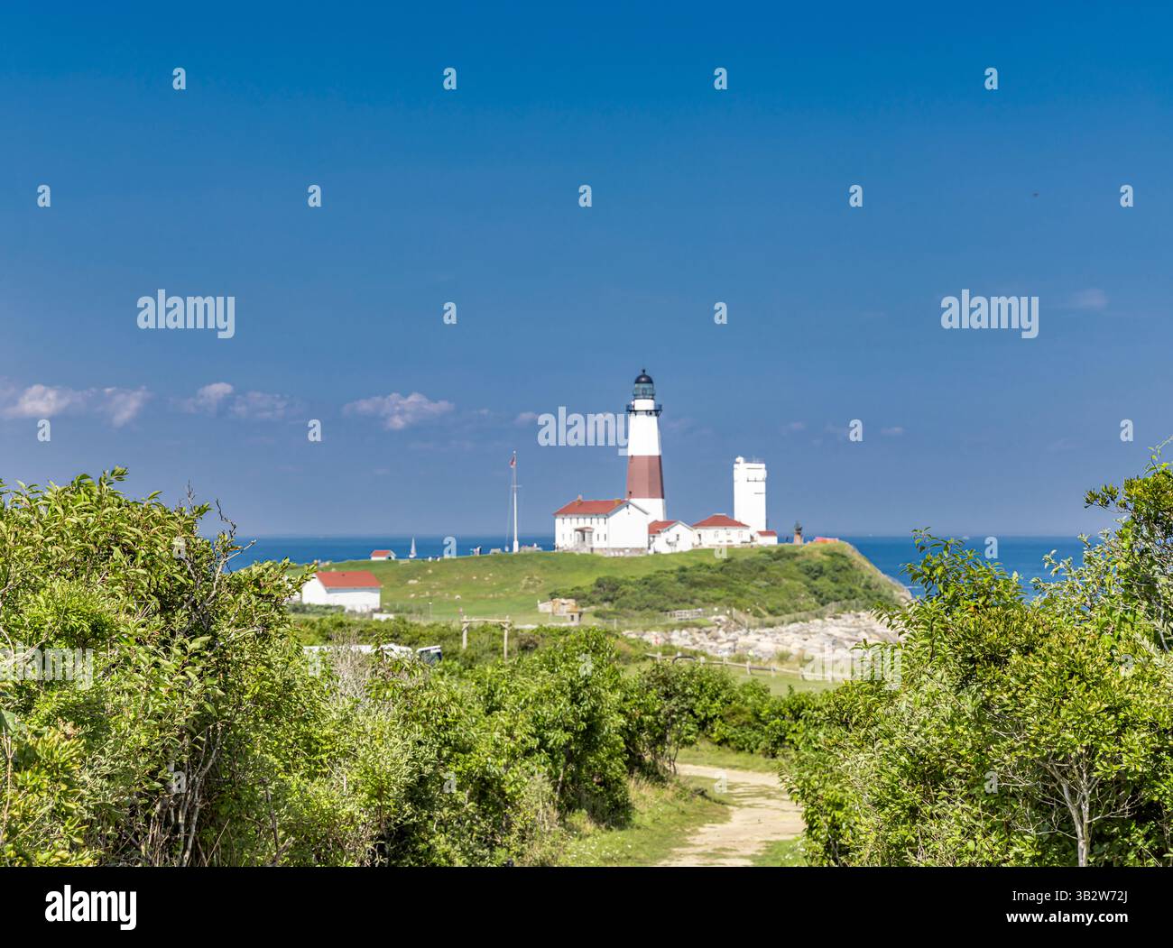 paesaggio del faro di montauk dall'eroe del campo Foto Stock