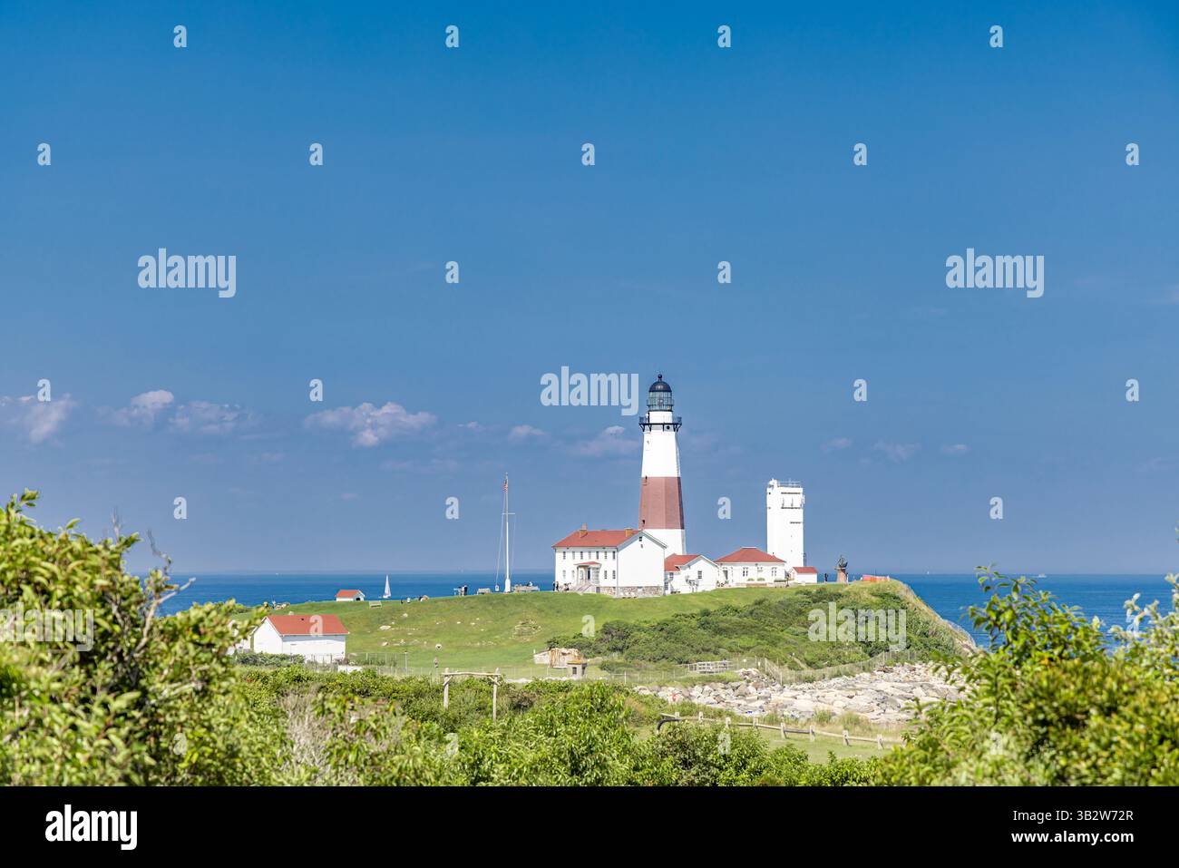 paesaggio del faro di montauk dall'eroe del campo Foto Stock