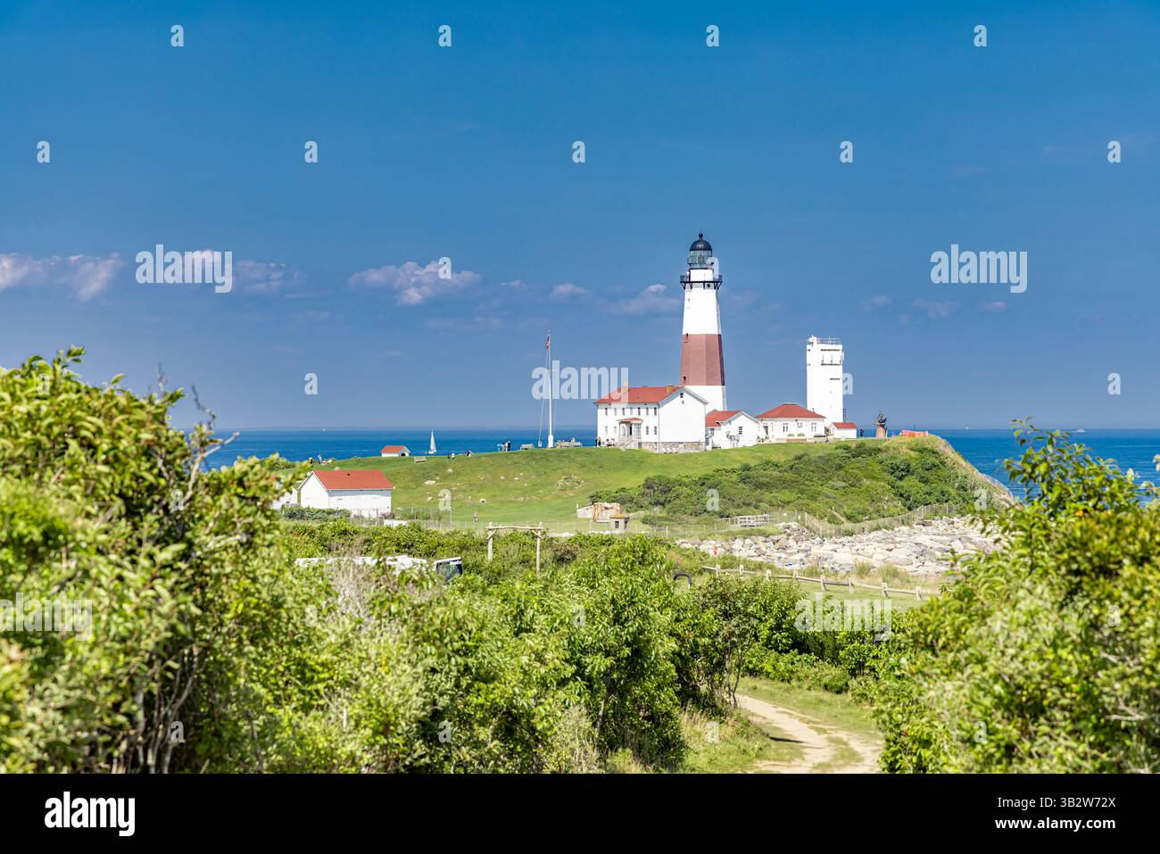 paesaggio del faro di montauk dall'eroe del campo Foto Stock