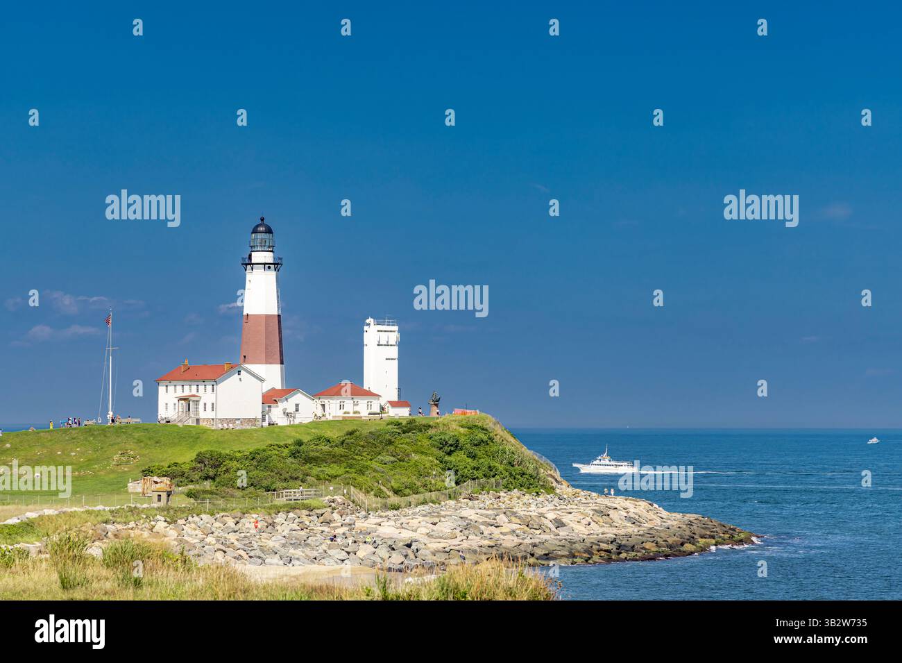paesaggio del faro di montauk dall'eroe del campo Foto Stock