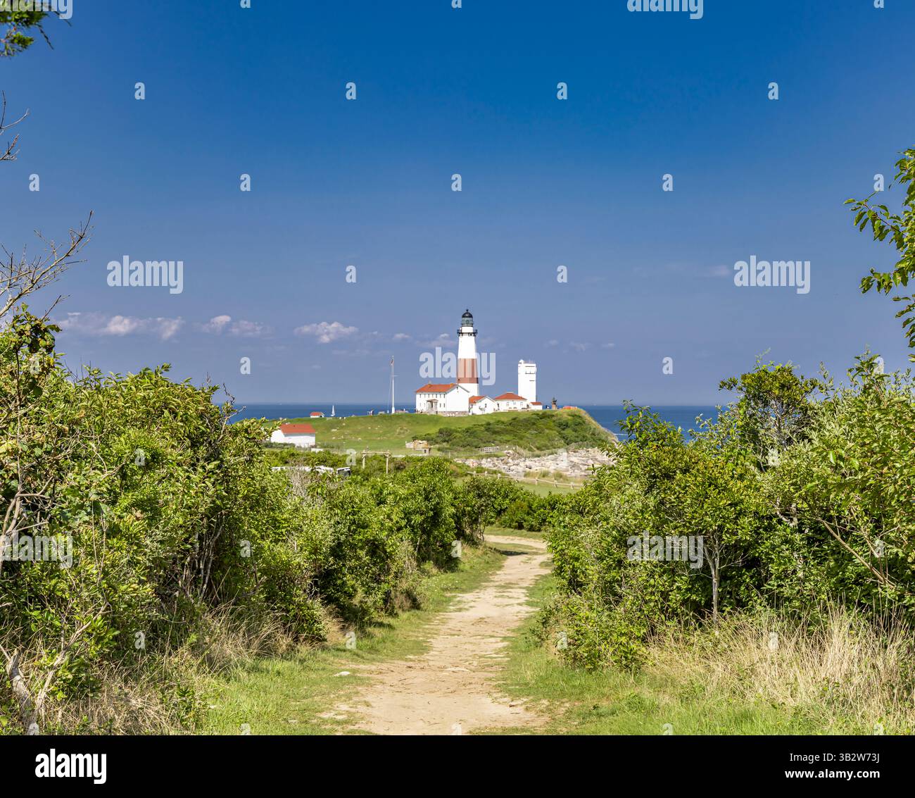paesaggio del faro di montauk dall'eroe del campo Foto Stock