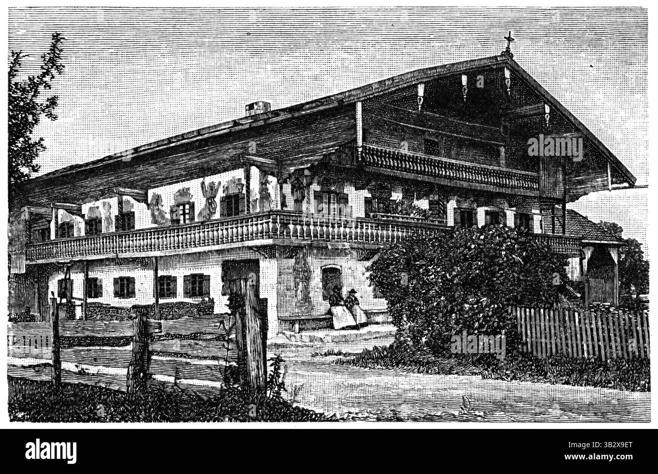Fattoria bavarese superiore. Pubblicazione della "Meyers encyclopedia", Vol. 7, Lipsia, Germania, 1910. Foto Stock