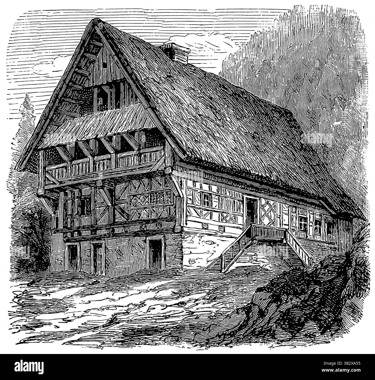 Fattoria tedesca superiore (Foresta Nera). Pubblicazione della "Meyers encyclopedia", Vol. 7, Lipsia, Germania, 1910. Foto Stock