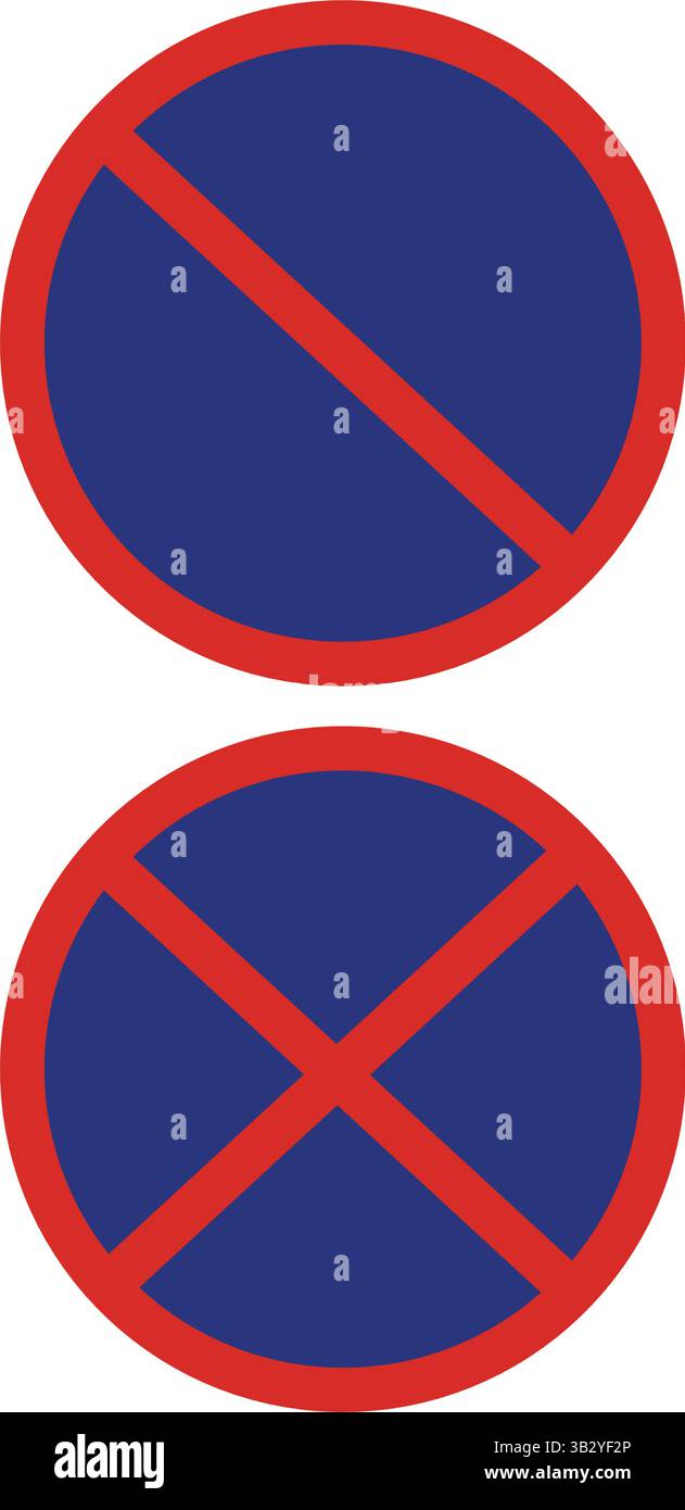 Nessun parcheggio e nessun segnale di fermata isolato su sfondo bianco Illustrazione Vettoriale