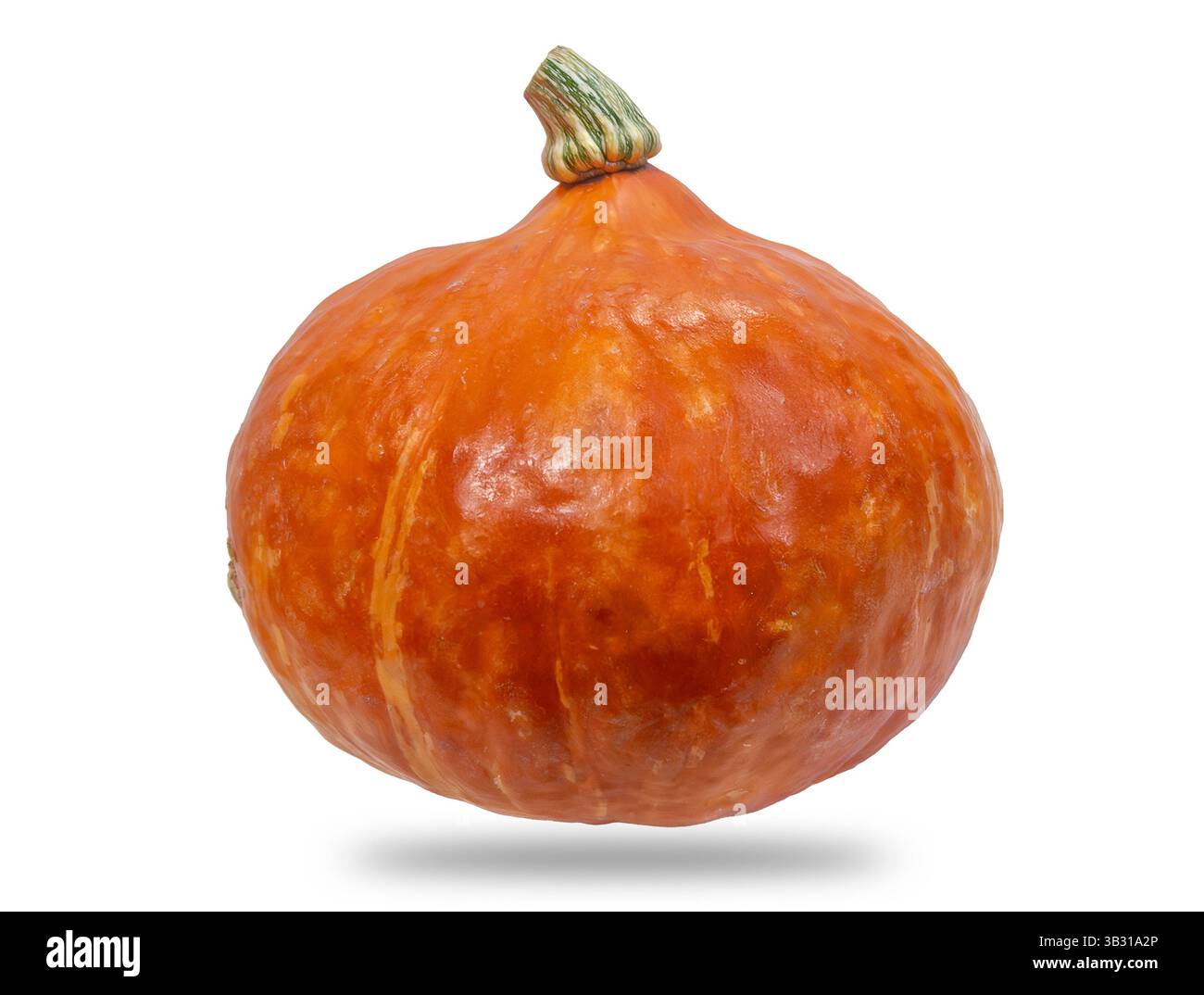 Zucca rossa Kuri Hokkaido, zucca arancione isolata su bianco con percorso di ritaglio incluso Foto Stock