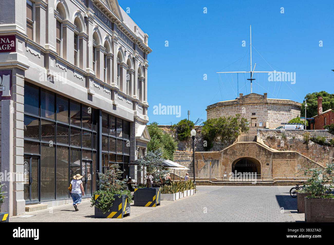 La Old Round House (costruita nel 1830 nella Swan River Colony) alla testa della High Street a Fremantle 6160 (Walyalup), Australia Occidentale, WA, Aust Foto Stock
