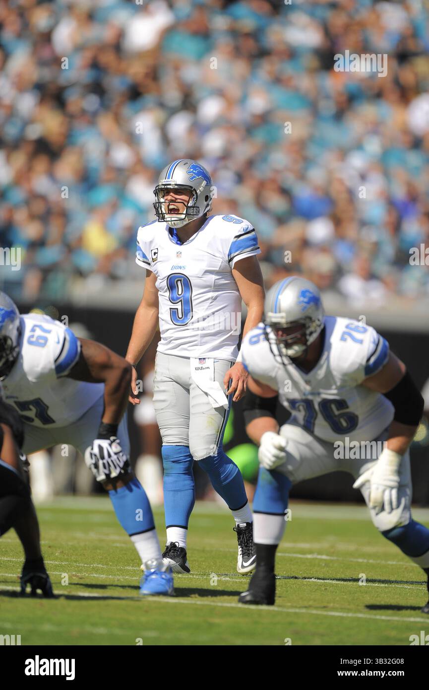 Nov. 4, 2012 - Jacksonville, FL, Stati Uniti d'America - Detroit Lions quarterback Matthew Stafford (9) durante il Lions 31-14 win su Jacksonville Jaguars al campo EverBank il 4 novembre 2012 a Jacksonville, in Florida. ..ZUMA Press/Scott A. Miller. (Credito Immagine: © Scott A. Miller via ZUMA filo) Foto Stock