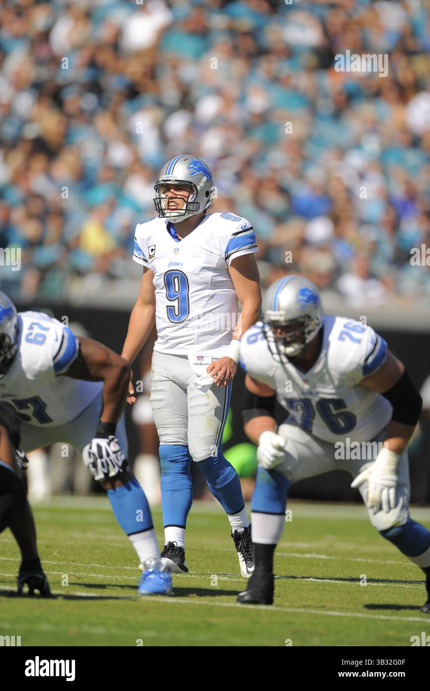 Nov. 4, 2012 - Jacksonville, FL, Stati Uniti d'America - Detroit Lions quarterback Matthew Stafford (9) durante il Lions 31-14 win su Jacksonville Jaguars al campo EverBank il 4 novembre 2012 a Jacksonville, in Florida. ..ZUMA Press/Scott A. Miller. (Credito Immagine: © Scott A. Miller via ZUMA filo) Foto Stock
