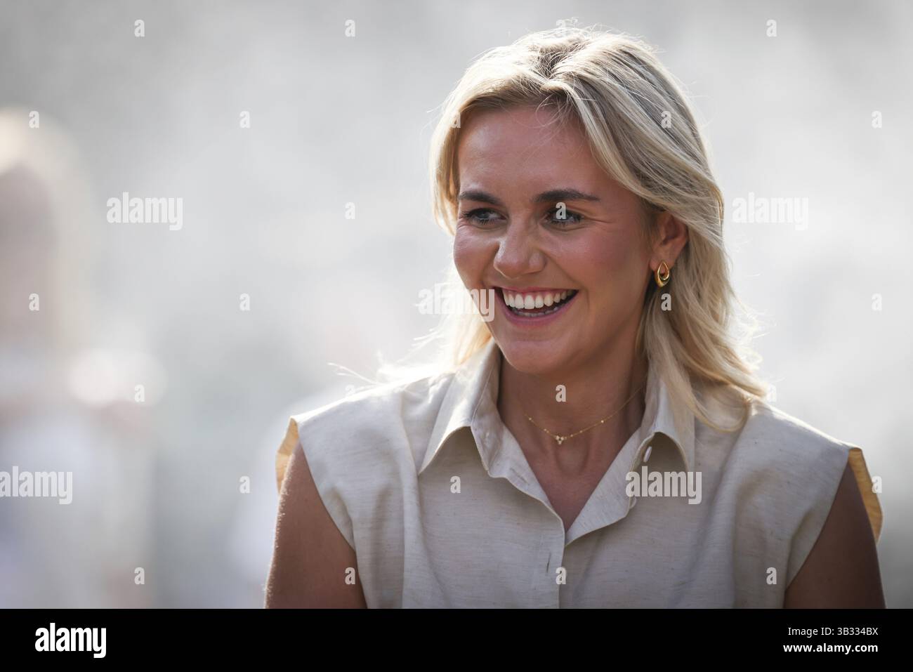 MELBOURNE, AUSTRALIA - 9 GENNAIO: Il nuotatore olimpico Ariarne Titmus si prepara all'Australian Open 2025 al Melbourne Park il 9 gennaio 2025 a Mel Foto Stock