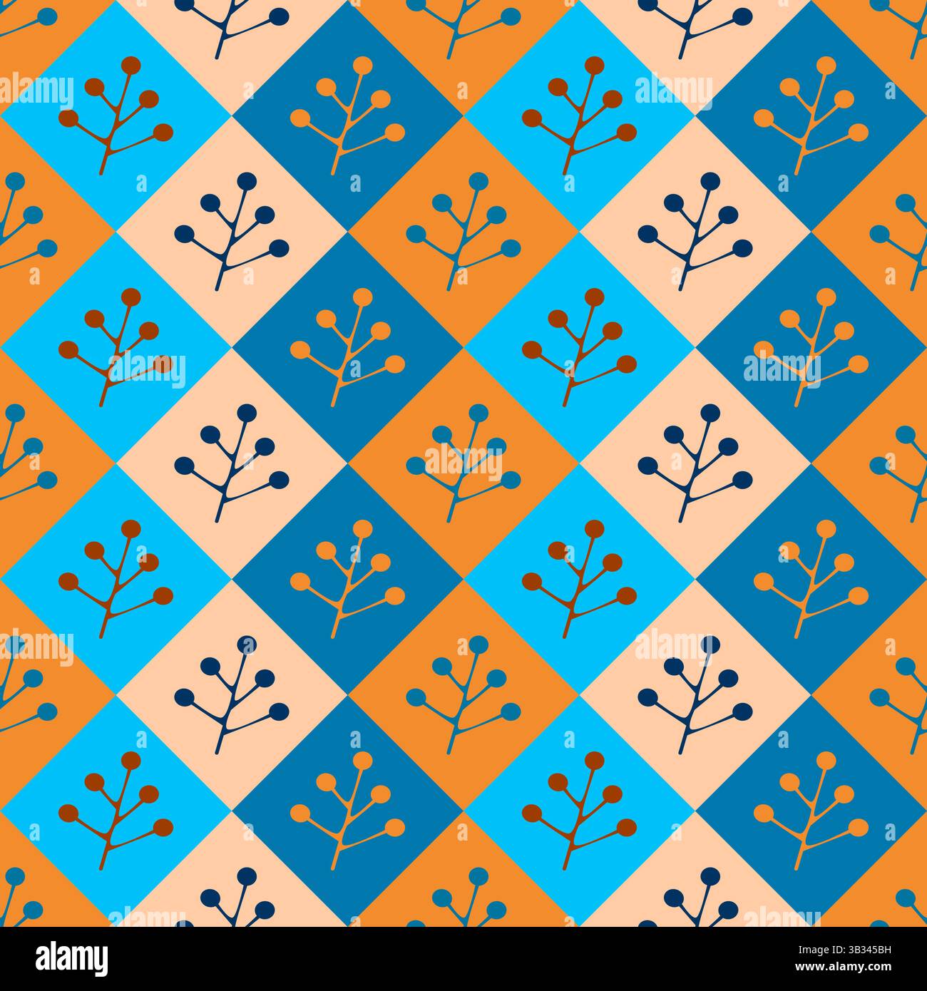 Motivo geometrico delle piastrelle senza cuciture con illustrazione vettoriale ornamento botanico Illustrazione Vettoriale