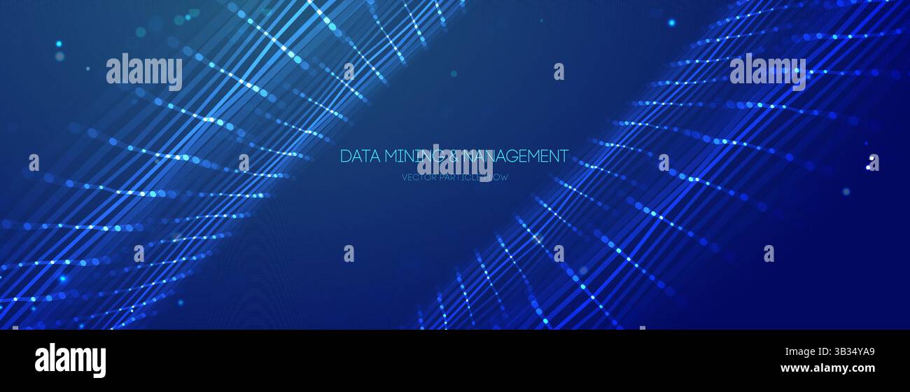 Flusso blu dell'imbuto scientifico della tecnologia vettoriale del concetto astratto in background dei dati. Business della rete di INTELLIGENZA ARTIFICIALE analisi 3D vendita di filtri digitali futuri. Cloud app Illustrazione Vettoriale