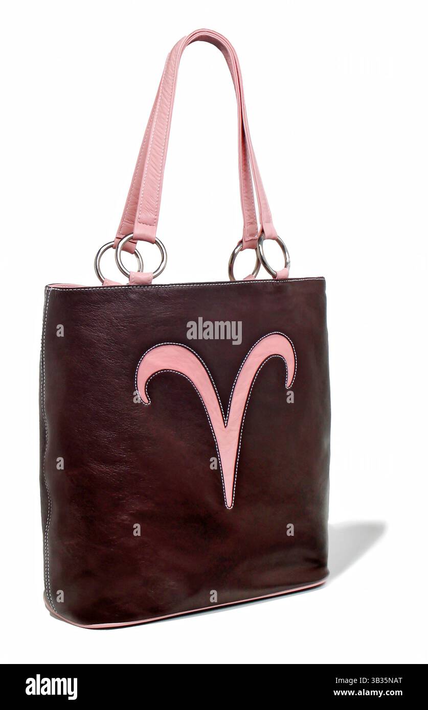 Borsa tote Aries fotografata su sfondo bianco. Foto Stock