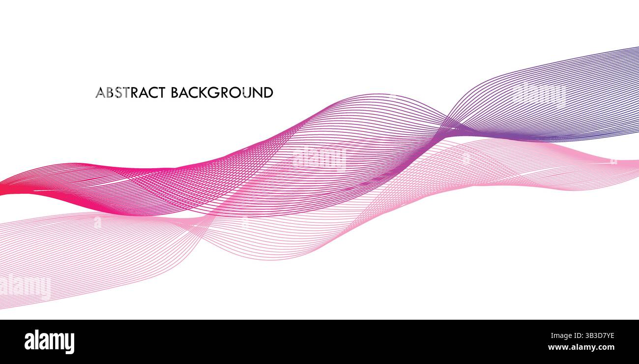 Onde astratte con curve fluenti rosa e viola su sfondo bianco Illustrazione Vettoriale