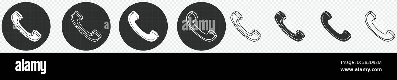 icona fissa del ricevitore del telefono in cerchio Illustrazione Vettoriale