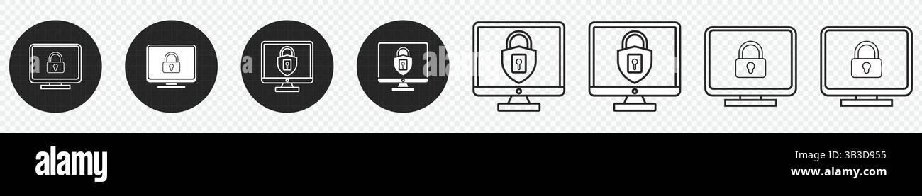 icona del lucchetto dello schermo del computer Illustrazione Vettoriale