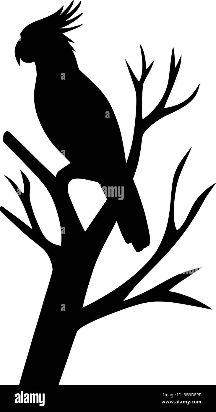illustrazione di un pappagallo su un vettore di branca design di uccelli tropicali Illustrazione Vettoriale