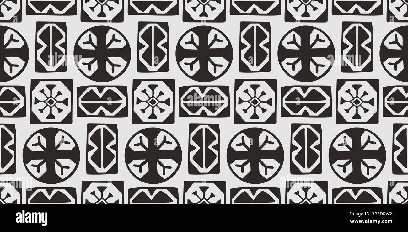 Motivo etnico senza cuciture tapa hawaiana polinesiana Illustrazione Vettoriale