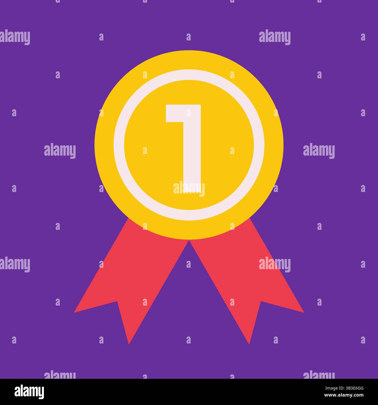 Illustrazione vettoriale piatta con medaglia d'oro come simbolo del primo posto in campionato o competizione, successo, successo e riconoscimento. Sfondo luminoso. M Illustrazione Vettoriale