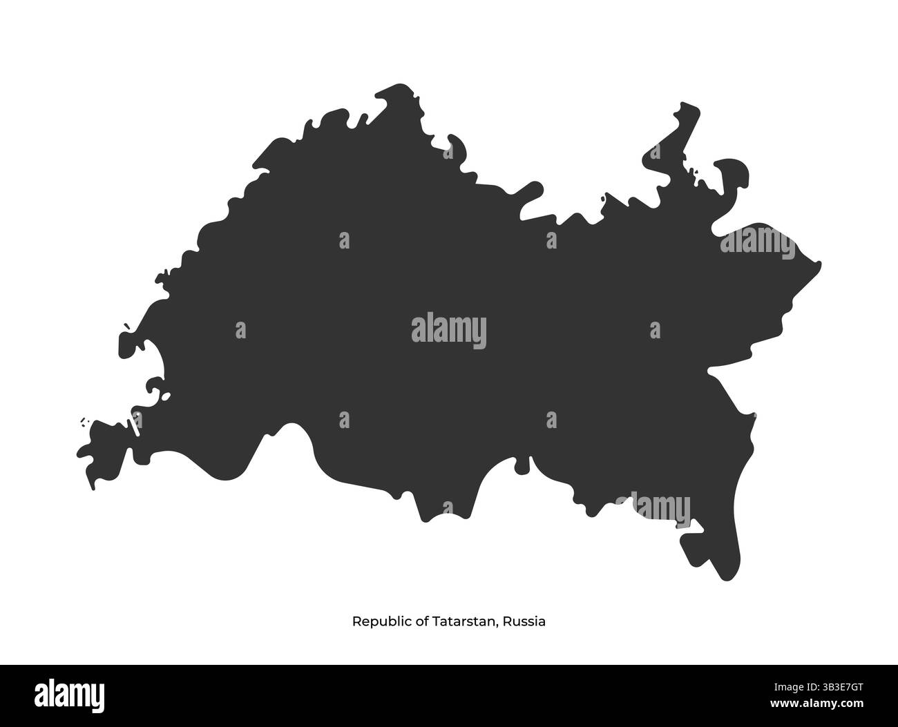 Icona illustrazione semplificata isolata vettoriale con silhouette nera della mappa della Repubblica del Tatarstan, Russia. Sfondo bianco Illustrazione Vettoriale
