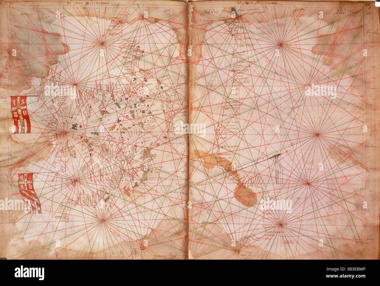 Mappa dell'Europa orientale e dell'Impero bizantino, Catalano Portolano, c1321. Da "Liber secretorum fidelium crucis" di Marino Sanudo, con mappe di Pietro Vesconte. Questo era un trattato scritto per Papa Giovanni XXII al fine di promuovere una crociata in Terra Santa. Foto Stock