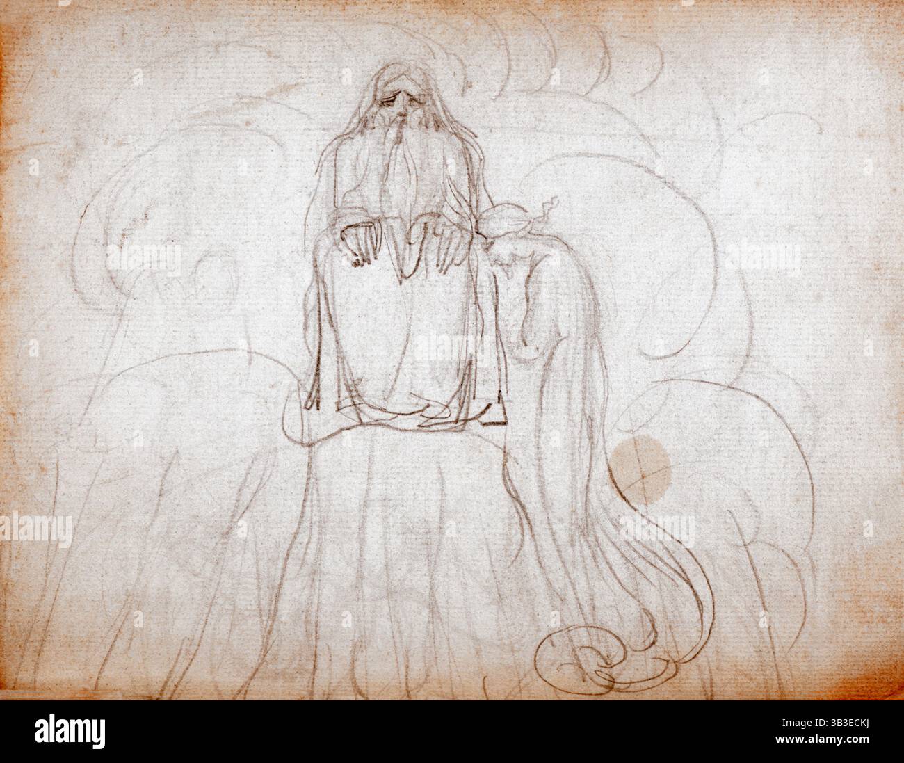 Dio padre e figlio, c1787-1818. Schizzo su una pagina del manoscritto notebook, disegni preparatori di William Blake per la sua collezione di poesie, "Songs of Innocence and of Experience". Foto Stock