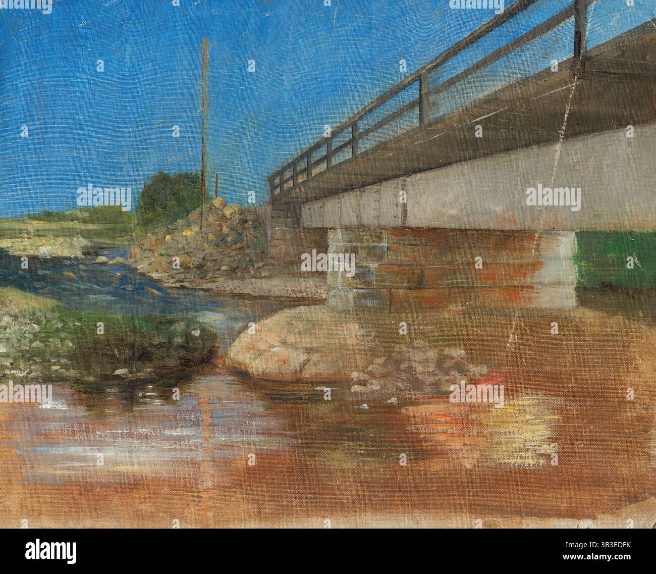 Schizzo di un paesaggio con un ponte, 1900. Foto Stock