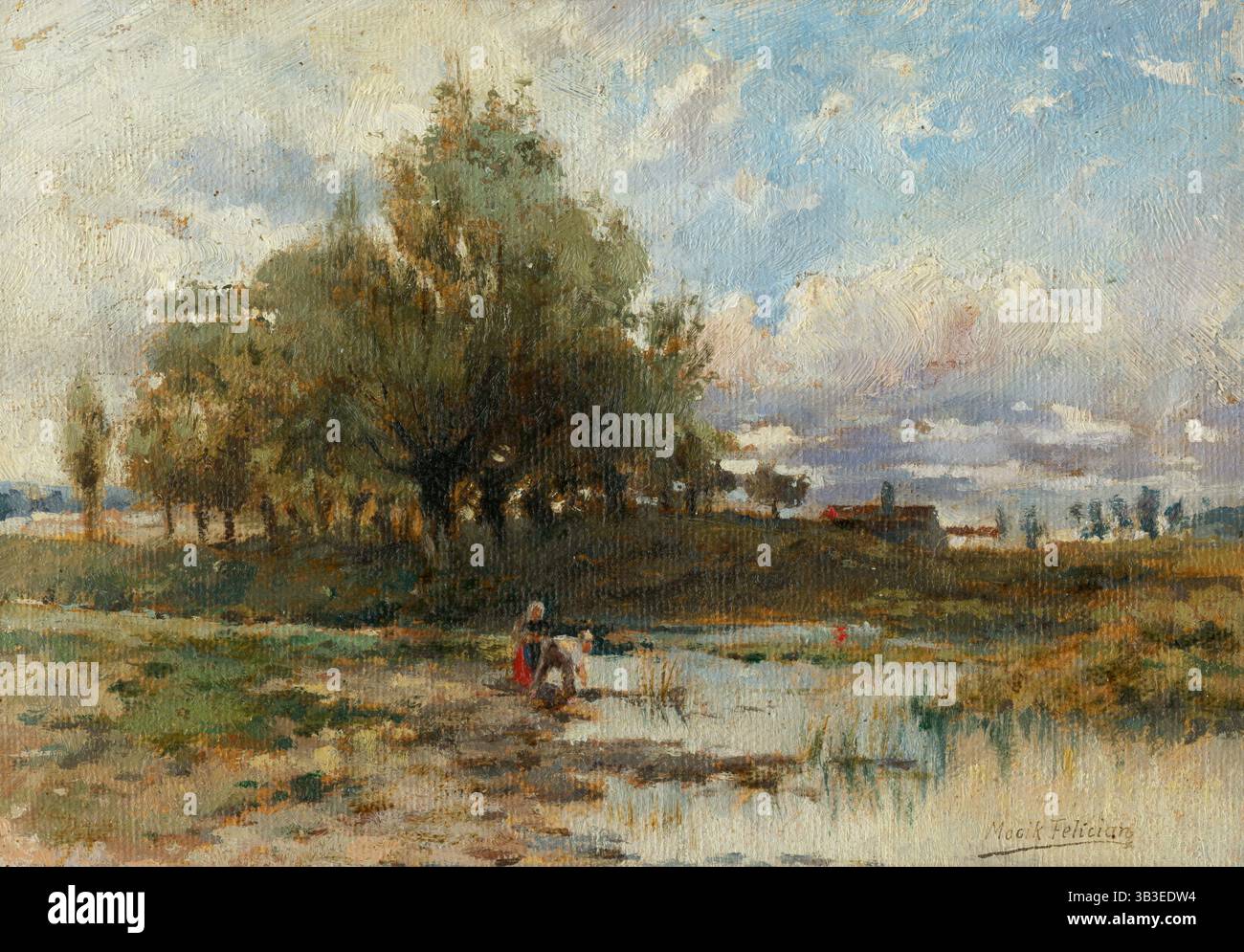 Paesaggio con laghetto, 1890-1900. Foto Stock