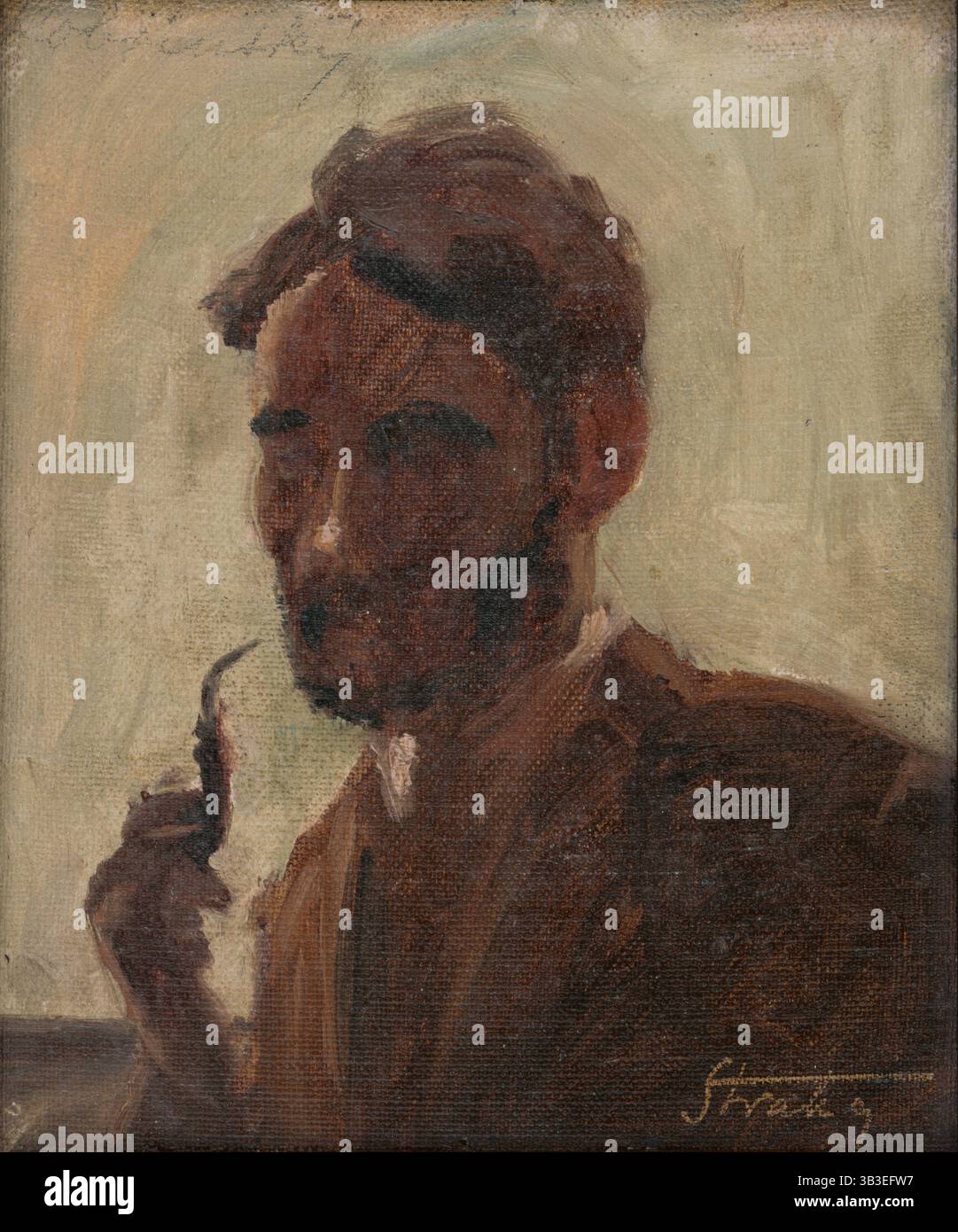 Studio di un uomo con un tubo, intorno al 1922. Foto Stock