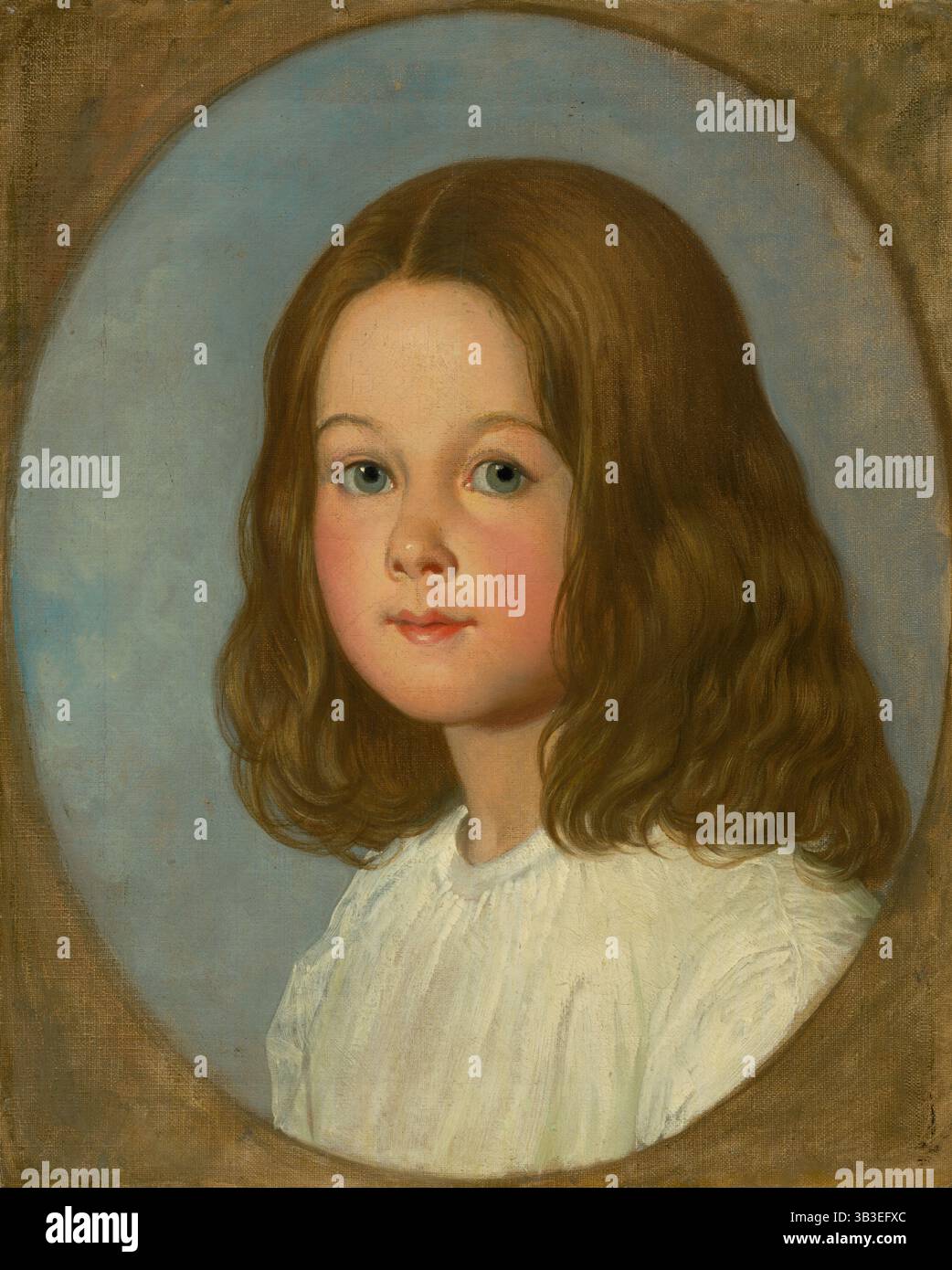 Ritratto di una ragazza con i capelli lunghi, 1800-1850. Foto Stock