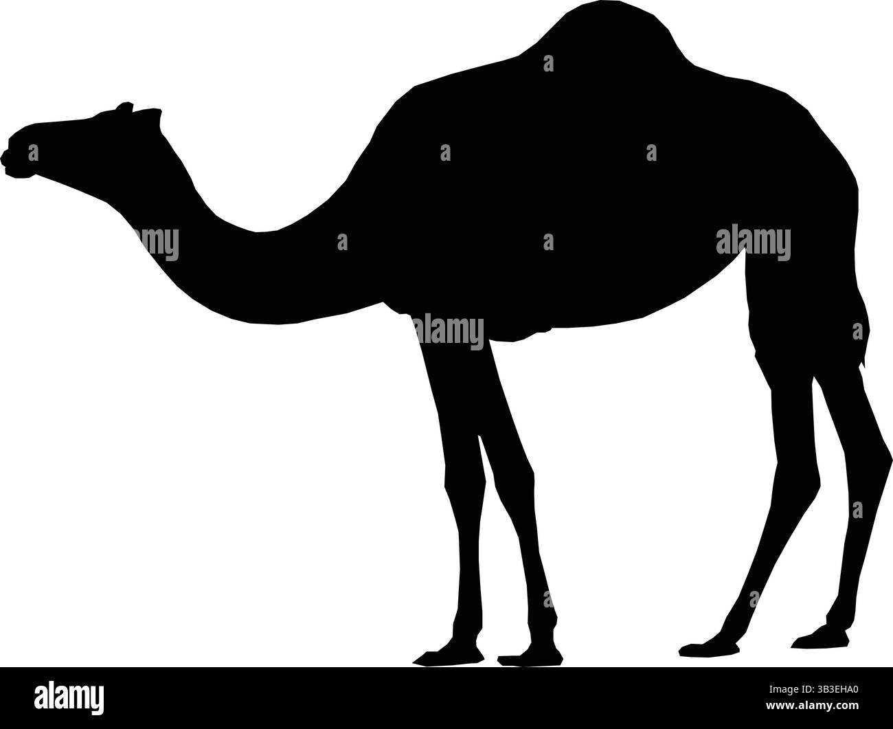 Silhouette nera di un cammello in piedi Illustrazione Vettoriale