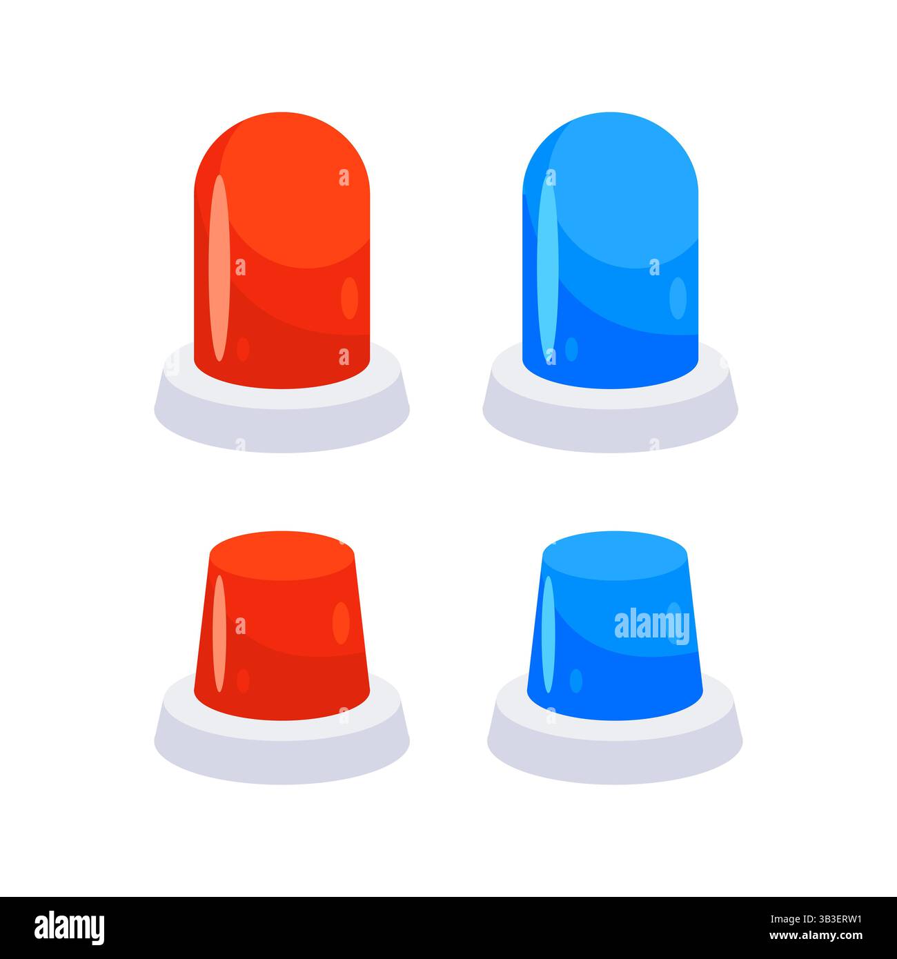 Luci di emergenza lampeggianti rosse e blu che segnalano pericolo e urgenza Illustrazione Vettoriale