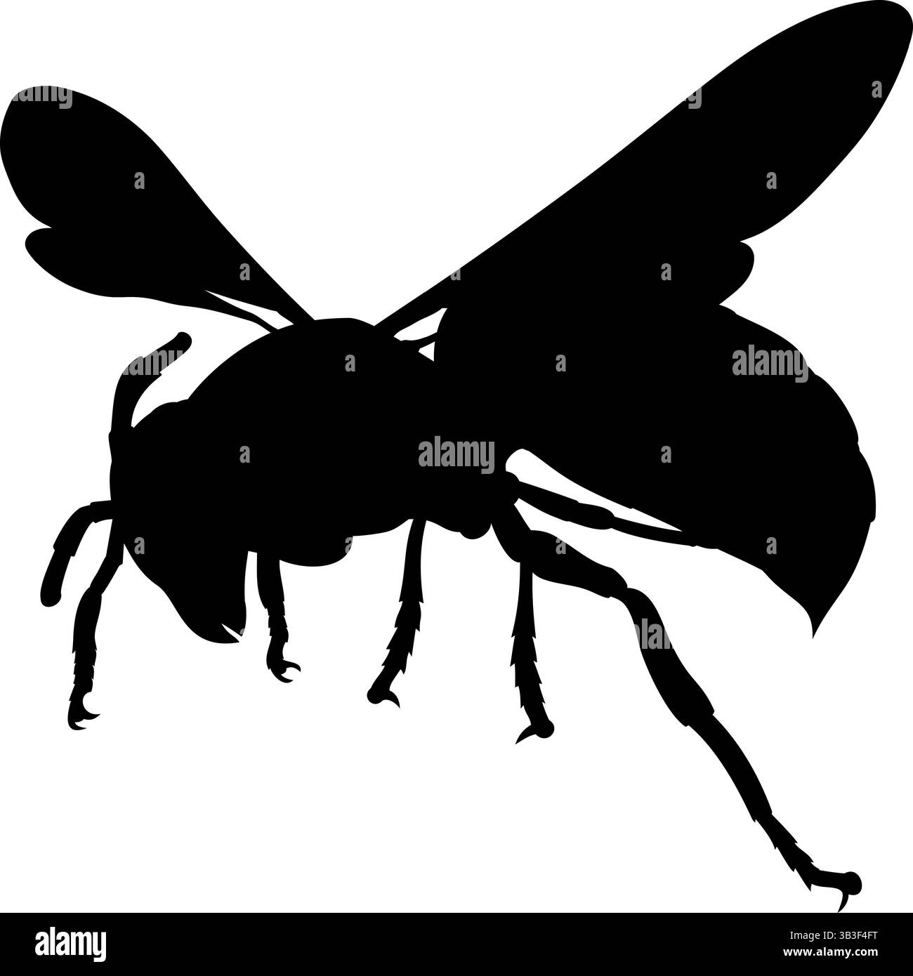 Illustrazione vettoriale con silhouette nera Hornet Illustrazione Vettoriale