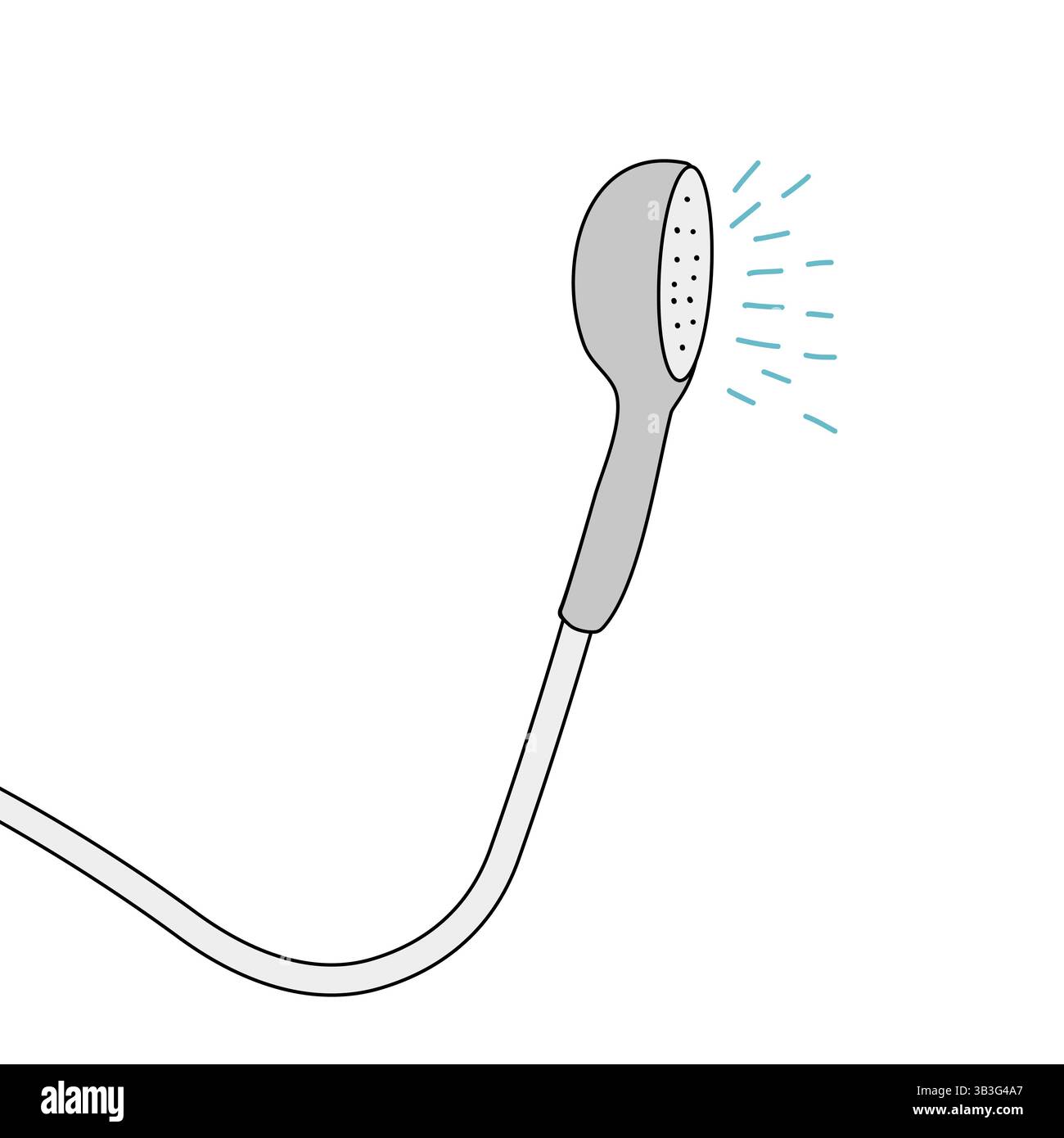 Getto d'acqua erogato con soffione doccia, ideale per il bagno e i design relativi all'igiene Illustrazione Vettoriale
