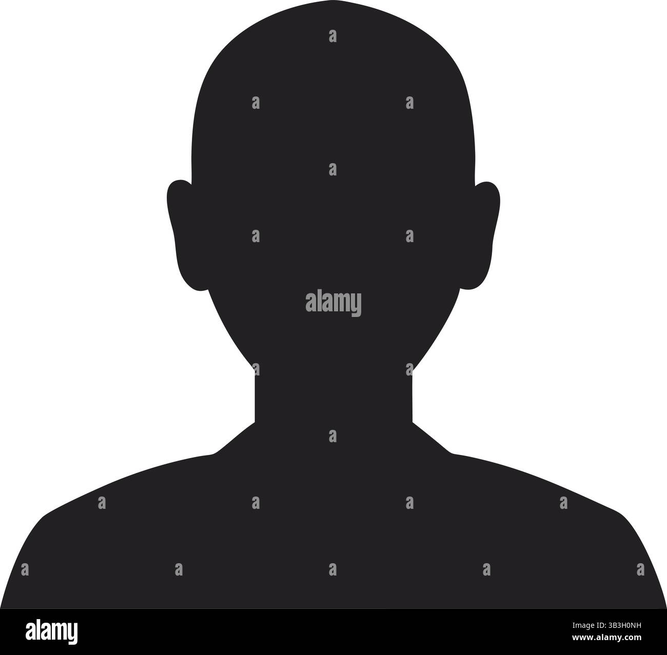 Silhouette maschile calva contrasto elevato | forte | audace | minimalista Illustrazione Vettoriale