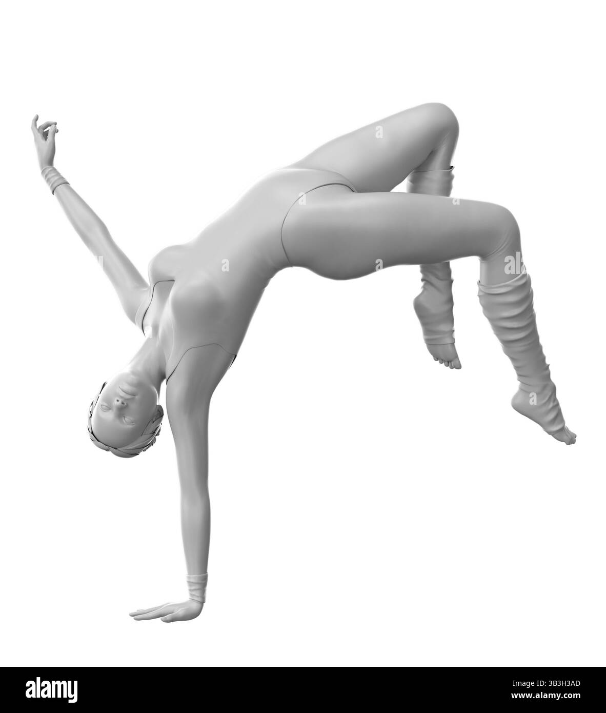 Manichino femminile in 3D in posa da ballerina di balletto, catturando la grazia e l'eleganza dei movimenti di balletto. Ideale per progetti artistici e a tema danza. Foto Stock