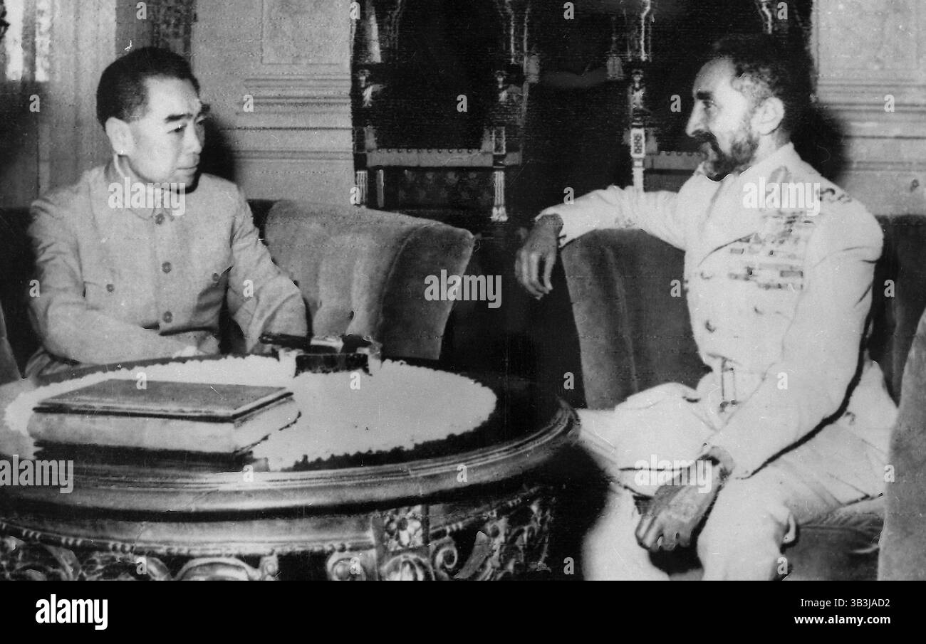 Primo ministro cinese Zhou Enlai e imperatore dell'Etiopia Haile Selassie, anni 1960 Foto Stock
