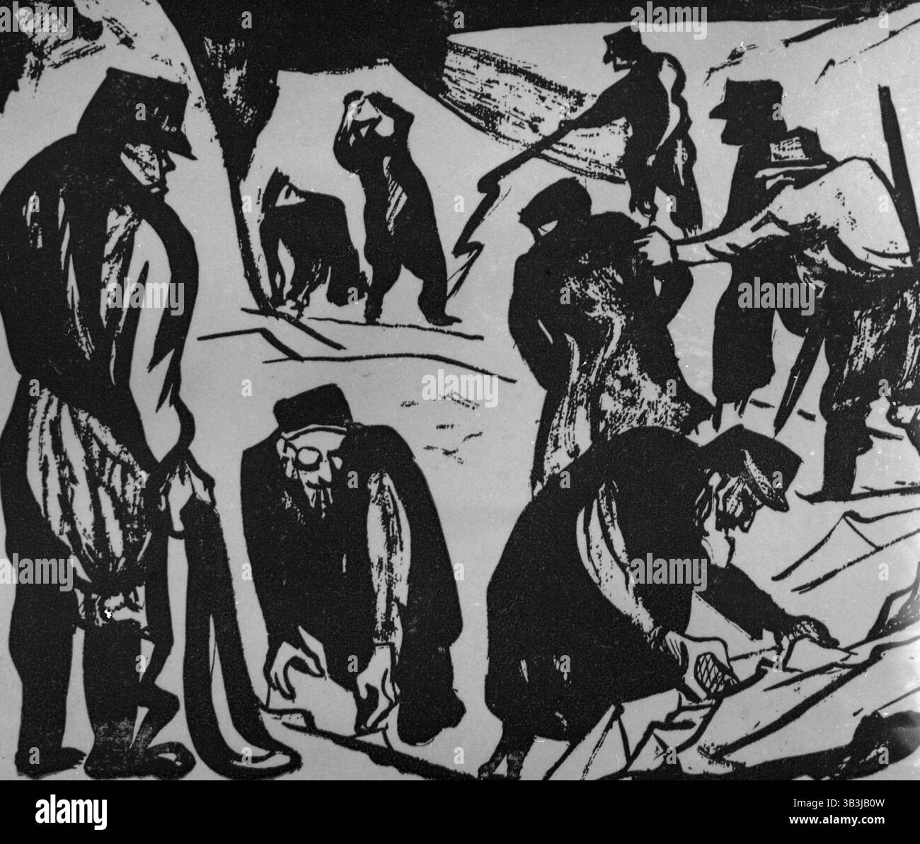 Ebrei al lavoro forzato, illustrazione dell'artista messicano-americano Pablo o'Higgins, anni '1940 Foto Stock