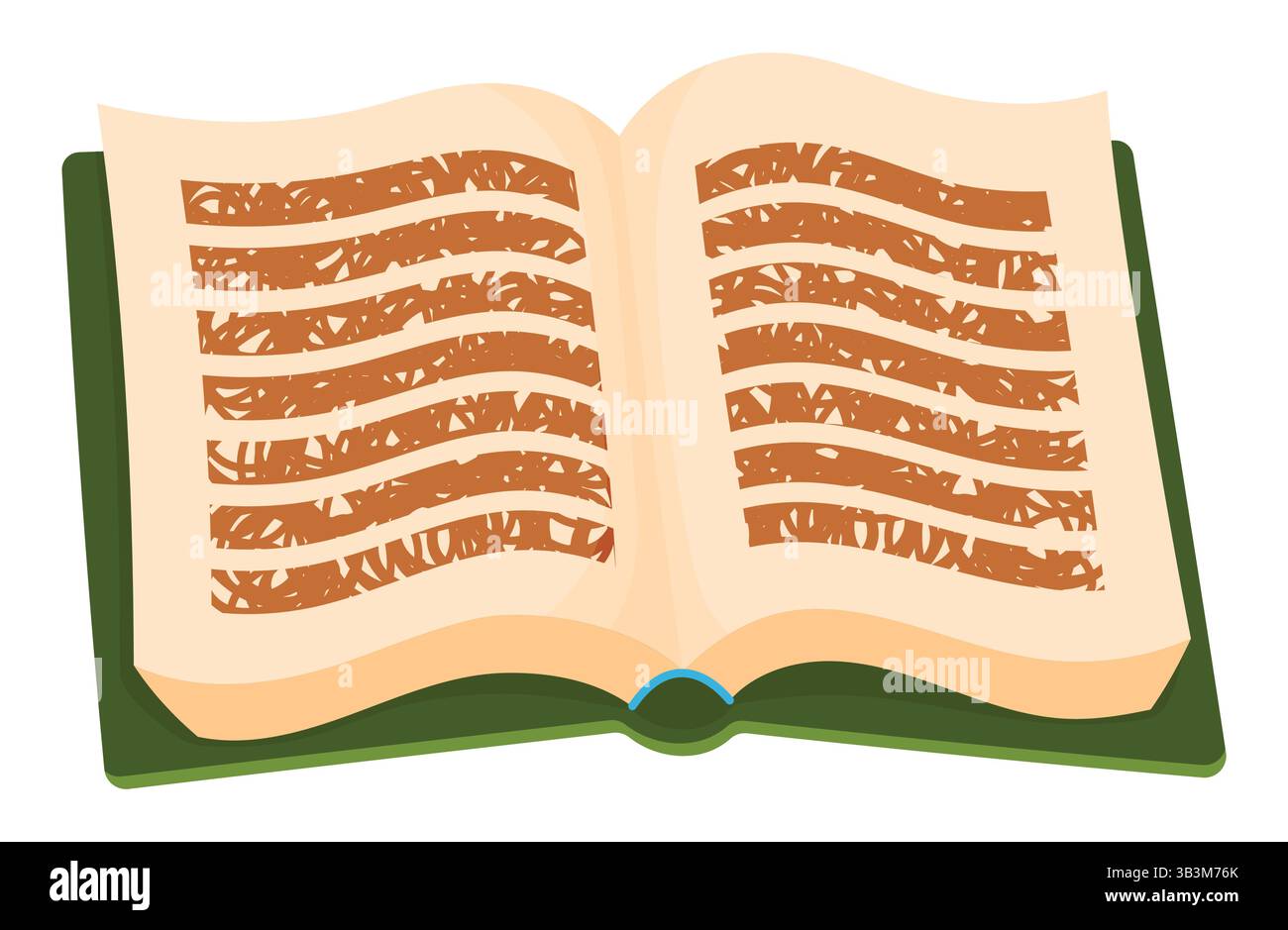 Apri Antique Book with Aged Parchment Pages. Illustrazione del manoscritto vintage perfetta per storia, istruzione, letteratura, conoscenza Illustrazione Vettoriale