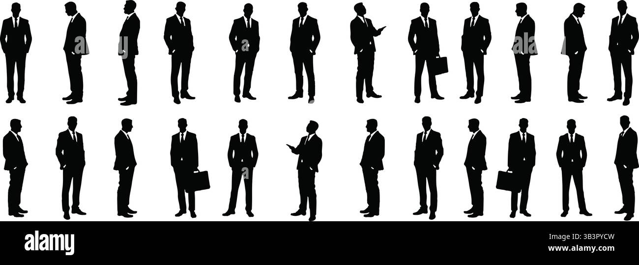 Set silhouette uomo d'affari - confezione Vector figure professionali maschili Illustrazione Vettoriale