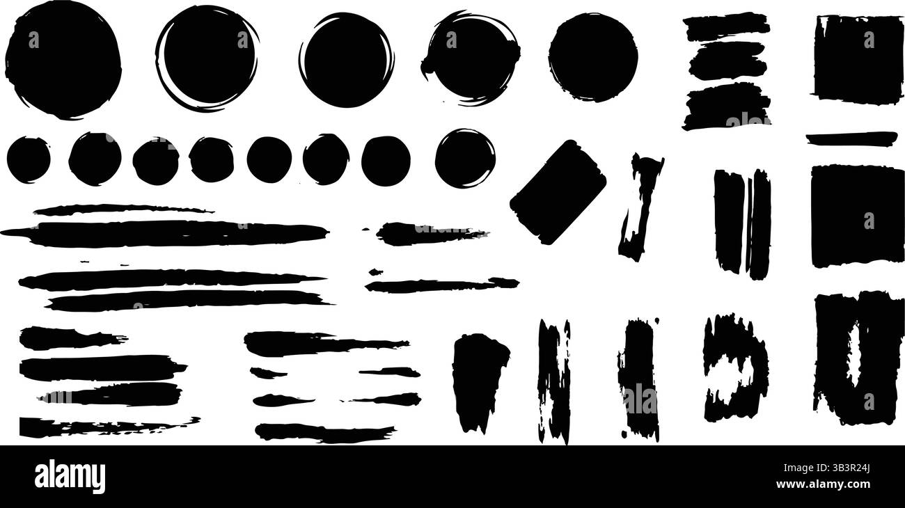 Set pennelli Mega - Collezione di pennelli artistici vettoriali per design digitale e di stampa Illustrazione Vettoriale