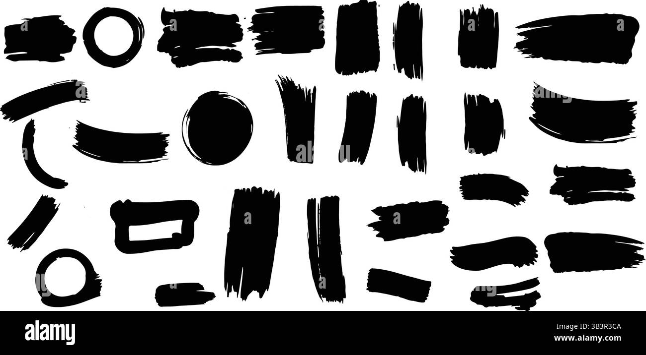 Mega serie di tratti di pennello - illustrazione vettoriale per progetti artistici e creativi Illustrazione Vettoriale