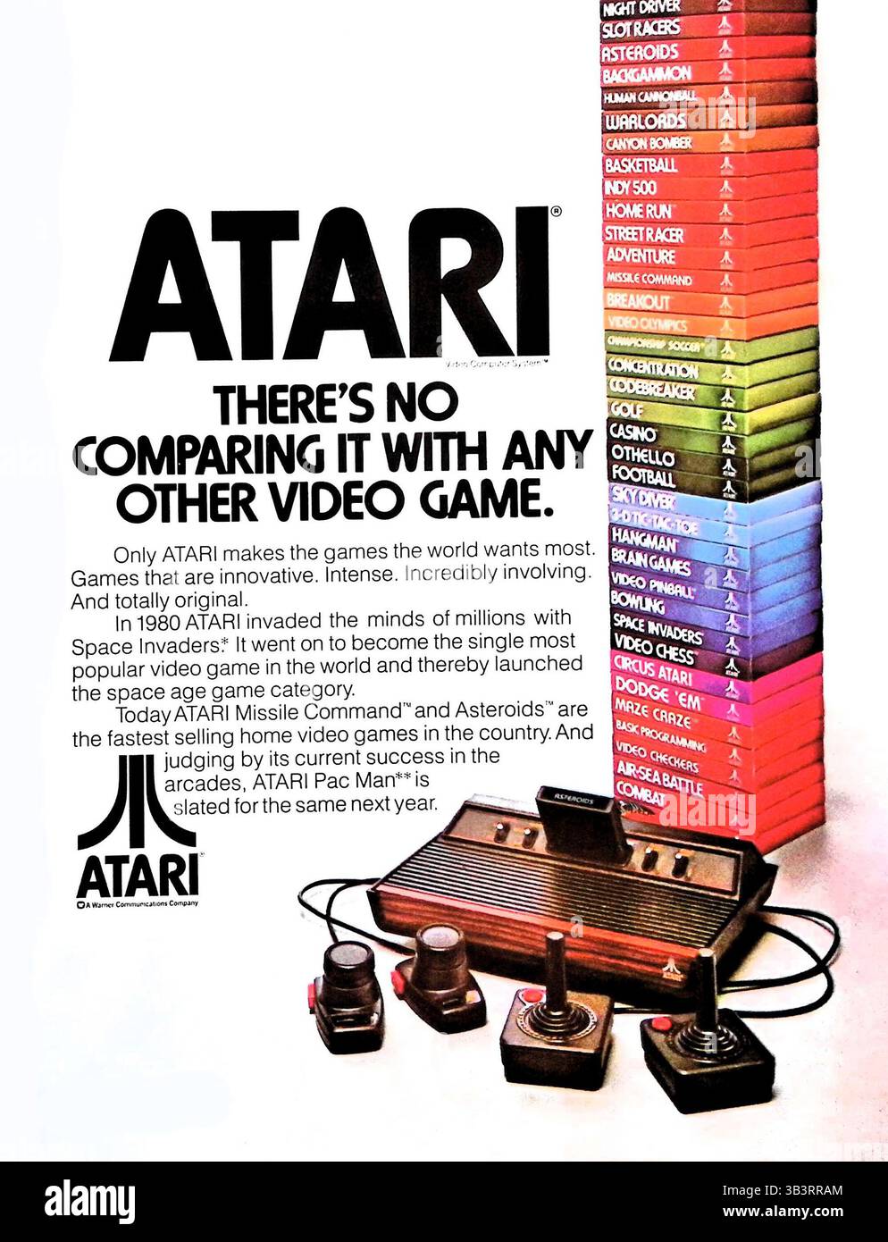 Una pubblicità del 1981 per Atari Video Games. Atari è stato il produttore di videogiochi originale quando è stato lanciato nel 1977. La società originaria è stata venduta nel 1984 dopo un periodo di perdite finanziarie. Foto Stock