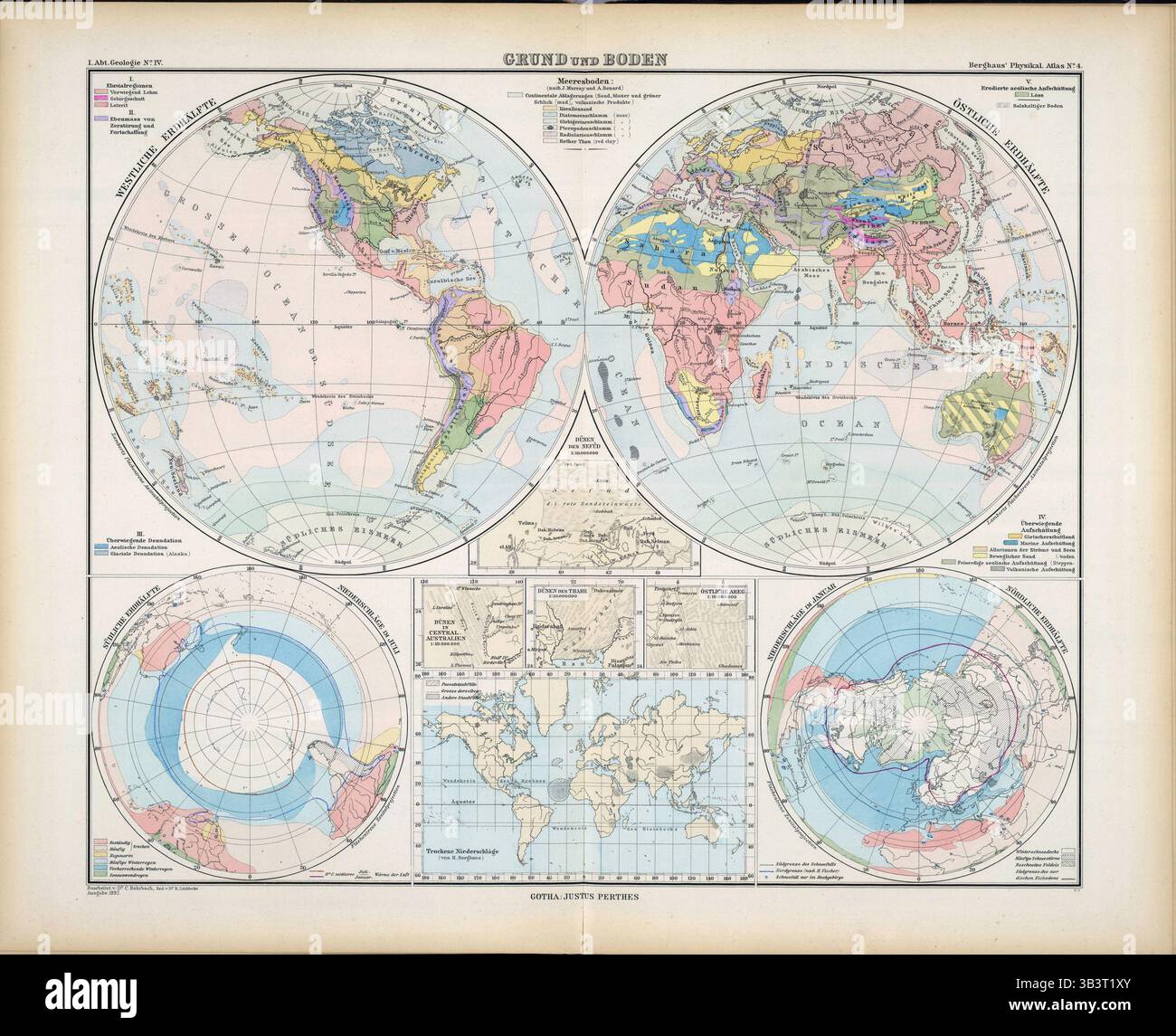 SEATTLE -19 settembre 2022 - questa mappa del mondo antico molto dettagliata della fine del XIX secolo presenta gli emisferi orientale e occidentale, così come il Foto Stock
