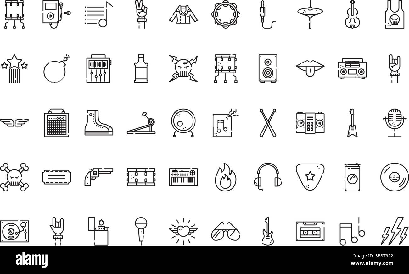Icone dei concerti Rock icona vettoriale semplice. Immagine modello di disegno simbolo per elemento UI mobile Web. Illustrazione Vettoriale