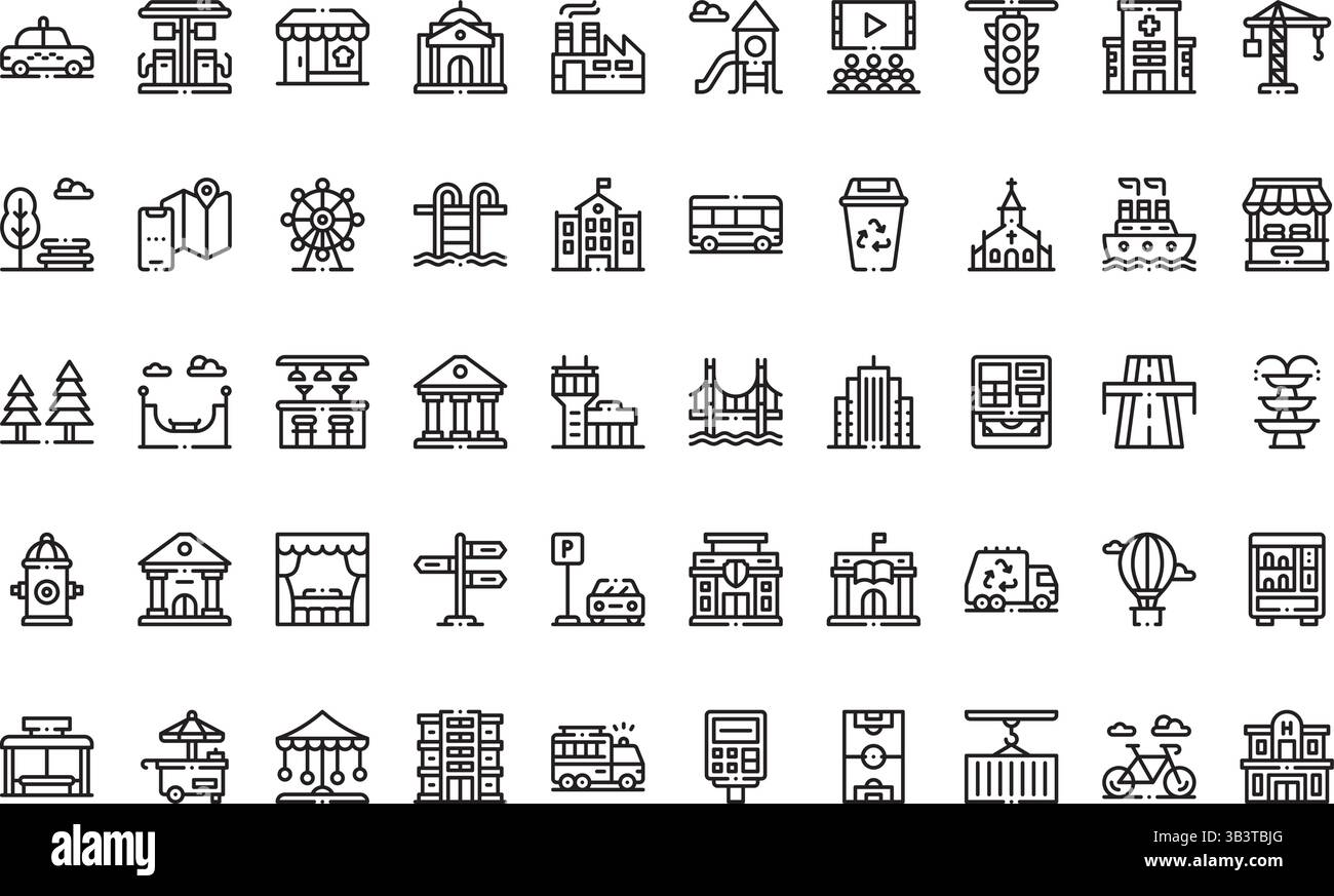 Icone della vita cittadina icona vettoriale semplice. Immagine modello di disegno simbolo per elemento UI mobile Web. Illustrazione Vettoriale