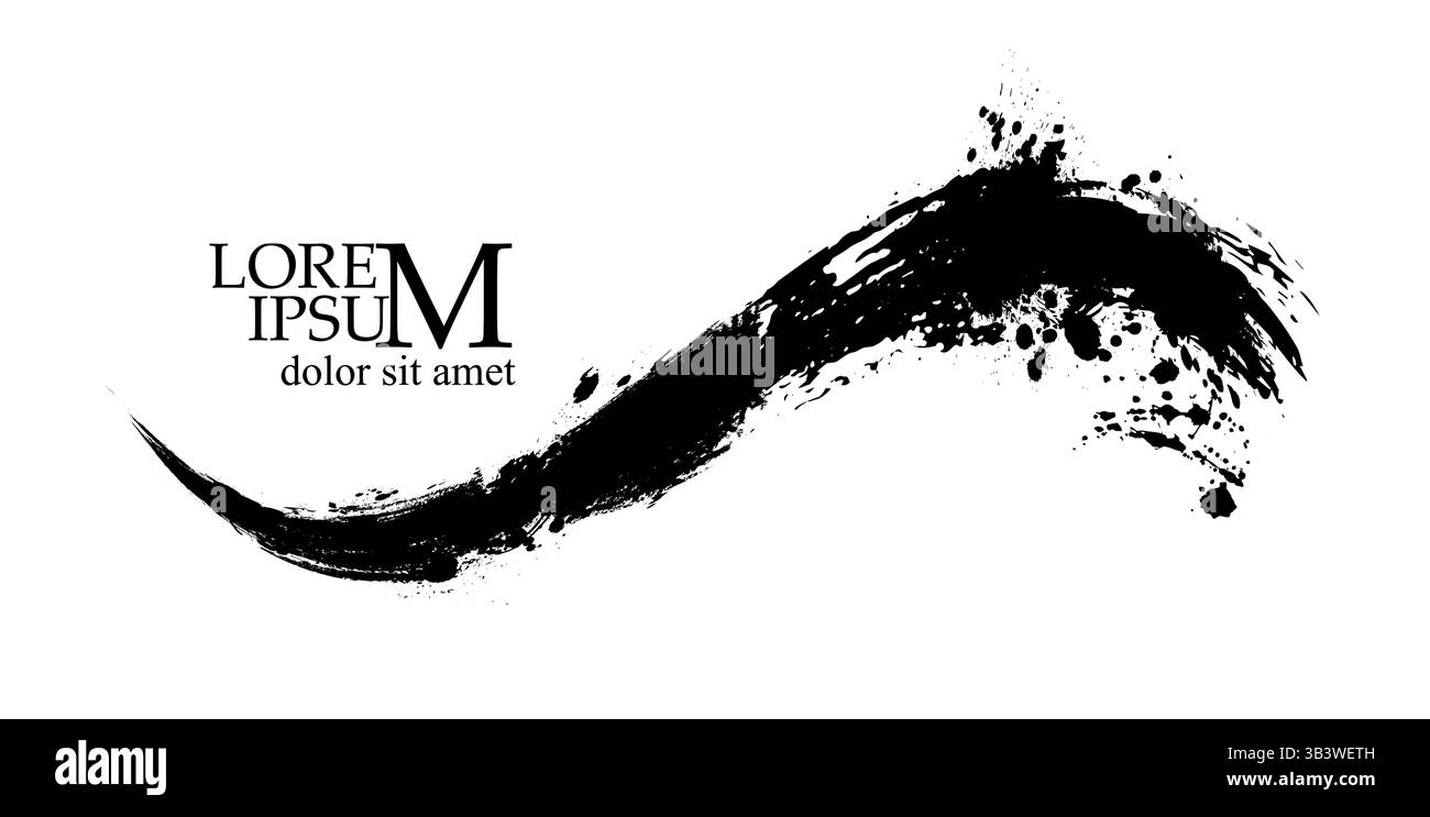 Pennello nero. inchiostro sfondo tratto di vernice astratto nero. disegno a mano. Non ai, illustrazione vettoriale. Illustrazione Vettoriale